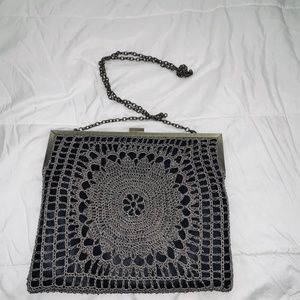 Clutch Black & Tan Lace Accent Purse